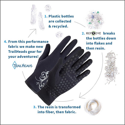 Women'S Touchscreen Gloves, Cold Weather Running Gear | 4-Way Stretch Fabric, Silicone Palm Grips, Made from Recycled Materials, Designed for Aerobic Activities