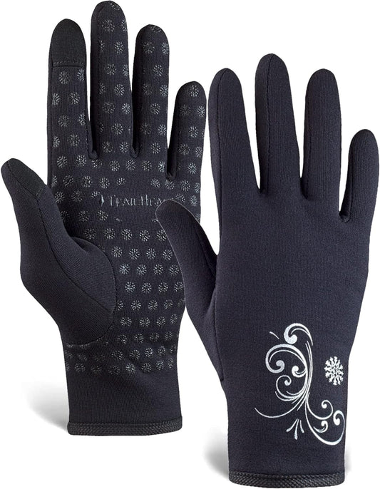 Women'S Touchscreen Gloves, Cold Weather Running Gear | 4-Way Stretch Fabric, Silicone Palm Grips, Made from Recycled Materials, Designed for Aerobic Activities